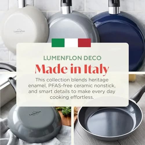 Lumenflon Deco 11” Nonstick Frying Pan Skillet | Italian Made, PFAS-Free, Dishwasher & Metal Safe, High Walls, Gray thumbnail 4