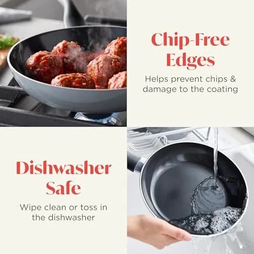 Lumenflon Deco 11” Nonstick Frying Pan Skillet | Italian Made, PFAS-Free, Dishwasher & Metal Safe, High Walls, Gray thumbnail 5