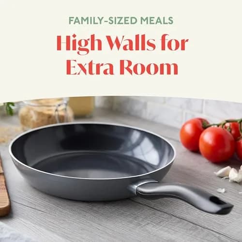 Lumenflon Deco 11” Nonstick Frying Pan Skillet | Italian Made, PFAS-Free, Dishwasher & Metal Safe, High Walls, Gray thumbnail 3