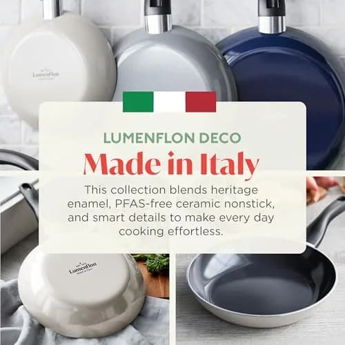 Lumenflon Deco 9.5” Nonstick Frying Pan Skillet | Italian Made, PFAS-Free, Dishwasher & Metal Safe, High Walls, Taupe thumbnail 4