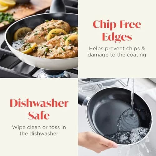 Lumenflon Deco 9.5” Nonstick Frying Pan Skillet | Italian Made, PFAS-Free, Dishwasher & Metal Safe, High Walls, Taupe thumbnail 5