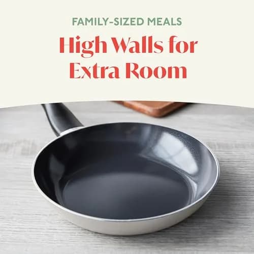 Lumenflon Deco 9.5” Nonstick Frying Pan Skillet | Italian Made, PFAS-Free, Dishwasher & Metal Safe, High Walls, Taupe thumbnail 3