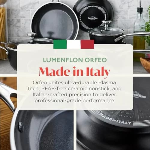 Lumenflon Orfeo 8” Nonstick Frying Pan Skillet | Made in Italy, Diamond Ceramic, Induction Ready, Dishwasher Safe thumbnail 4