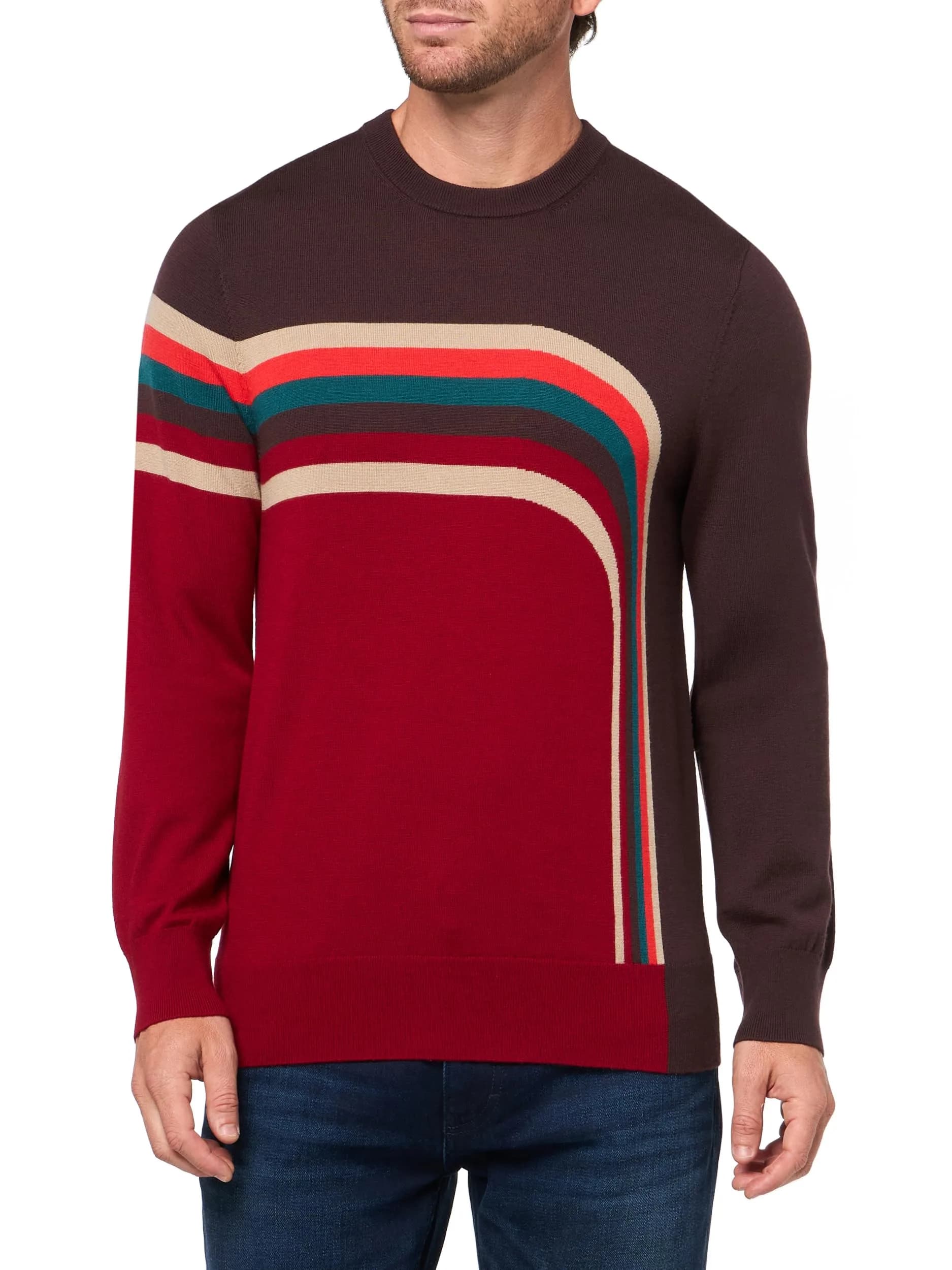 Mr Turk Men's Crewneck Sweater, Multi | Classic Fit, Lightweight Merino Wool