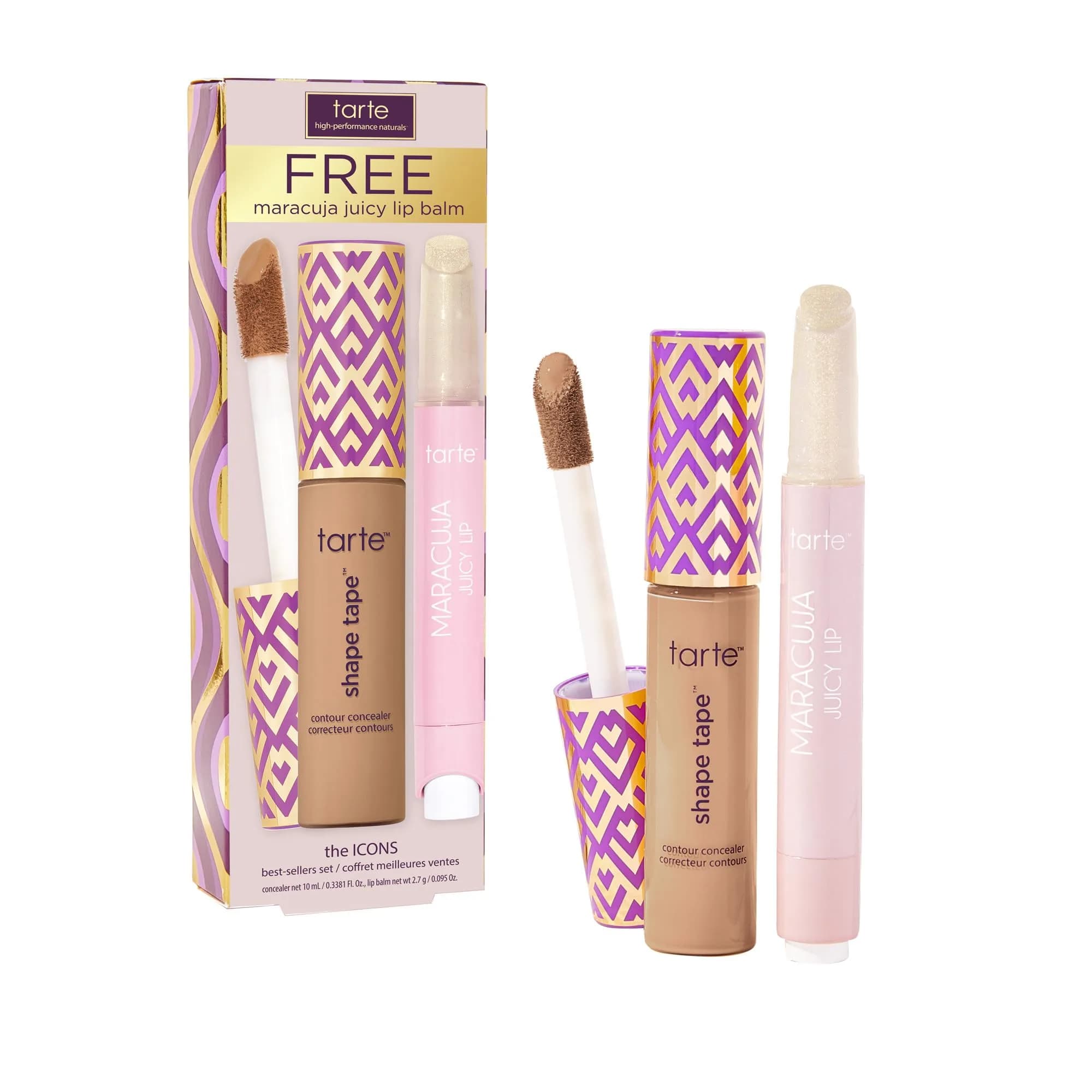tarte icons shape tape concealer & maracuja juicy lip duo – Full Coverage Concealer with Hydrating Nourishing Lip Gloss Balm, Vegan & Cruelty-Free, full size, 42S tan sand & sunflower | Hydrating & Longwear — 42S tan sand & sunflower