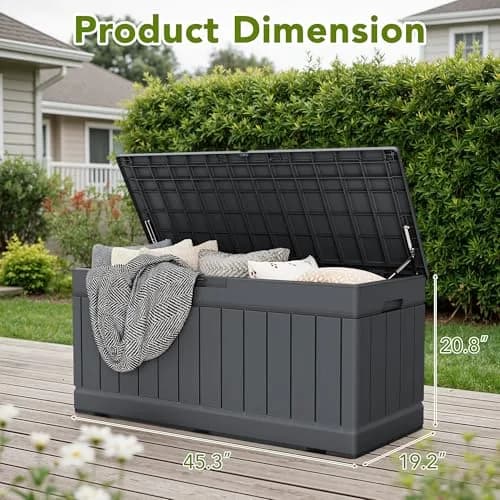Devoko 78 Gallon Deck Box Waterproof Resin Outdoor Storage Bench with Lockable Lid thumbnail 4