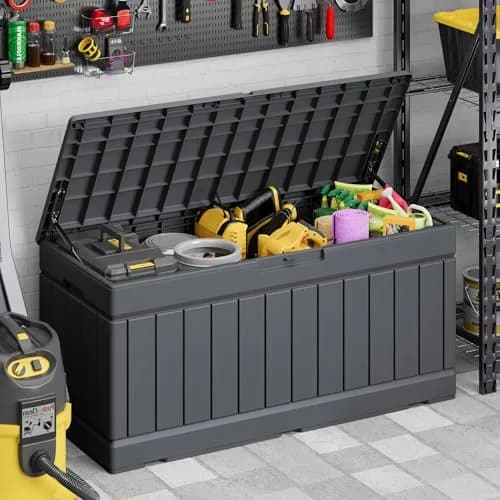 Devoko 78 Gallon Deck Box Waterproof Resin Outdoor Storage Bench with Lockable Lid thumbnail 5