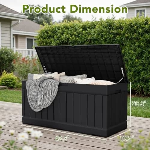 Devoko 78 Gallon Deck Box Waterproof Resin Outdoor Storage Bench with Lockable Lid thumbnail 4