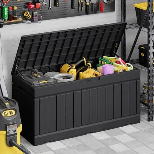 Devoko 78 Gallon Deck Box Waterproof Resin Outdoor Storage Bench with Lockable Lid thumbnail 8