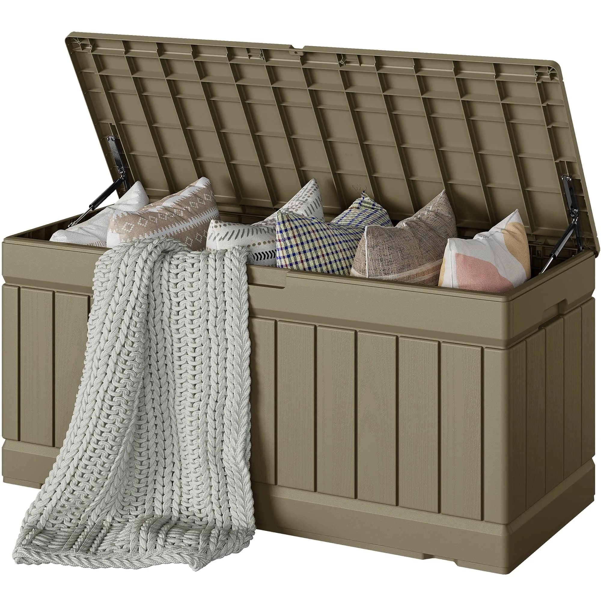 Devoko 78 Gallon Deck Box Waterproof Resin Outdoor Storage Box | Large Capacity with Lockable Lid (70-120 chars)