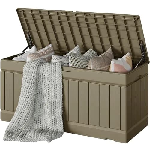 Devoko 78 Gallon Deck Box Waterproof Resin Outdoor Storage Box | Large Capacity with Lockable Lid (70-120 chars) thumbnail 1
