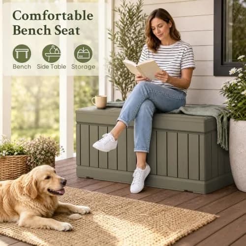 Devoko 78 Gallon Deck Box Waterproof Resin Outdoor Storage Box | Large Capacity with Lockable Lid (70-120 chars) thumbnail 5