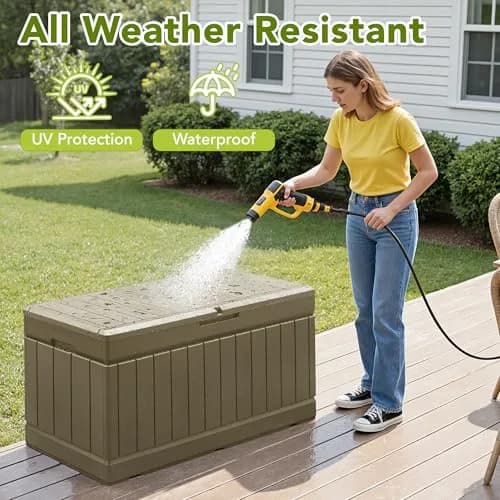 Devoko 78 Gallon Deck Box Waterproof Resin Outdoor Storage Box | Large Capacity with Lockable Lid (70-120 chars) thumbnail 7