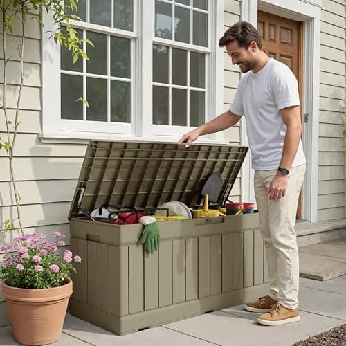 Devoko 78 Gallon Deck Box Waterproof Resin Outdoor Storage Box | Large Capacity with Lockable Lid (70-120 chars) thumbnail 3