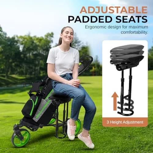JOVIAL Golf Push Cart 3 Wheel | Foldable Steel Frame, Adjustable Handle, Quick Brake, 33.1 lbs Capacity thumbnail 4