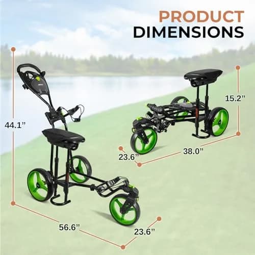 JOVIAL Golf Push Cart 3 Wheel | Foldable Steel Frame, Adjustable Handle, Quick Brake, 33.1 lbs Capacity thumbnail 7