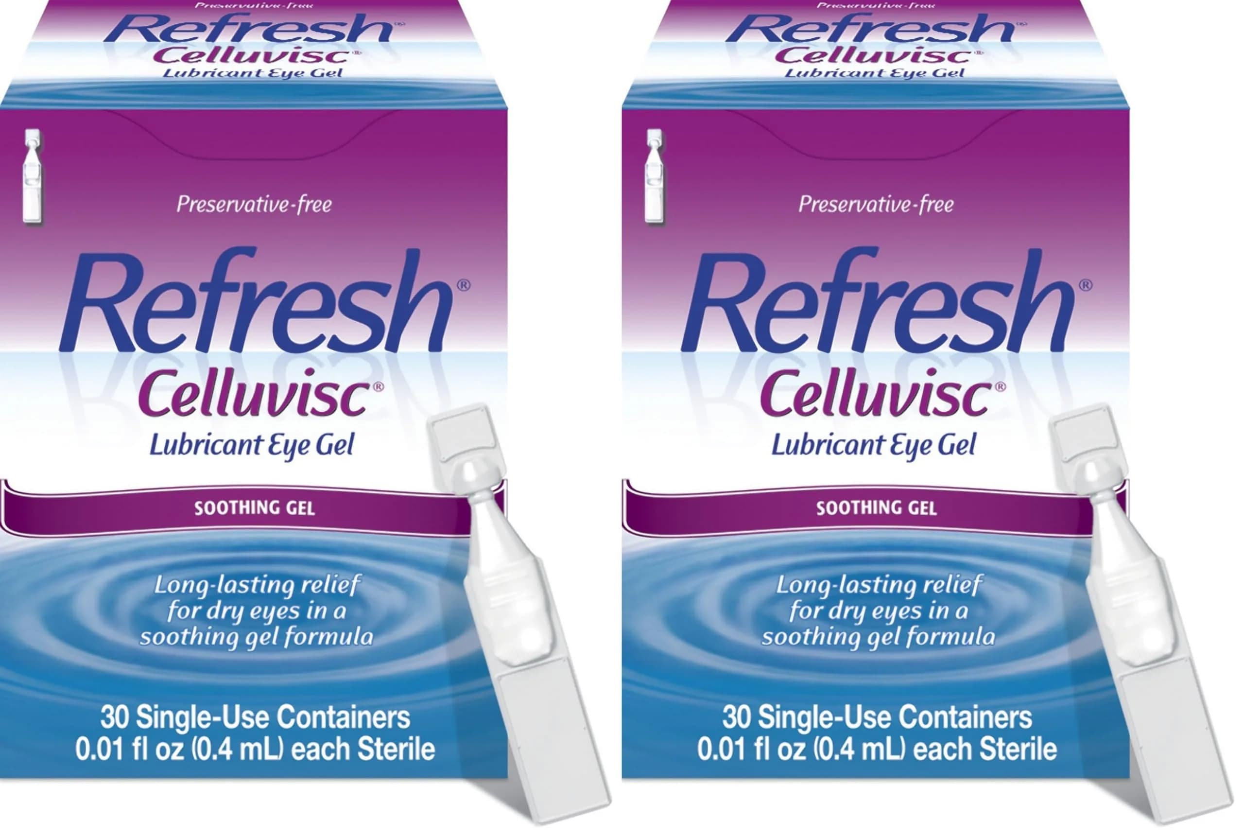 Refresh Celluvisc Preservative-Free Lubricant Eye Gel Drops, 0.01 Fl Oz, 30 Single-Use Containers (Pack of 2) - main product image