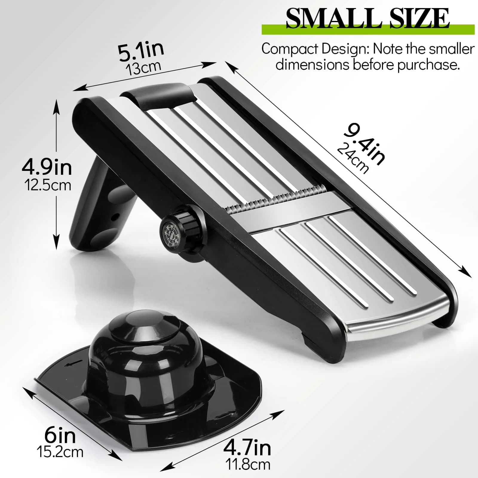 MASTERTOP 5-in-1 Mandoline Slicer with Adjustable Blades & Safety Guard | 23cm (9.25") Length - view 5
