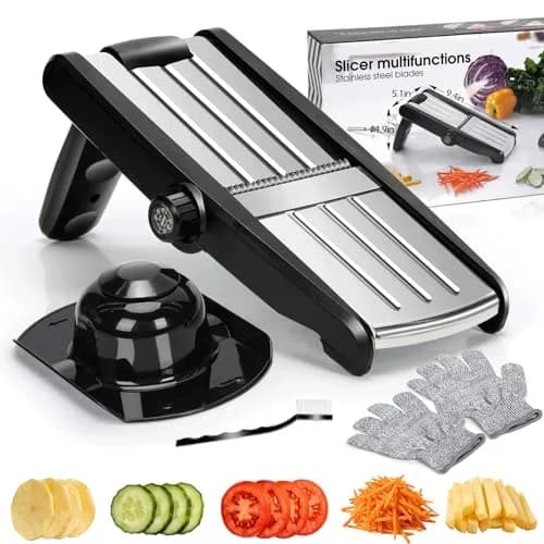 MASTERTOP 5-in-1 Mandoline Slicer with Adjustable Blades & Safety Guard | 23cm (9.25") Length thumbnail 1