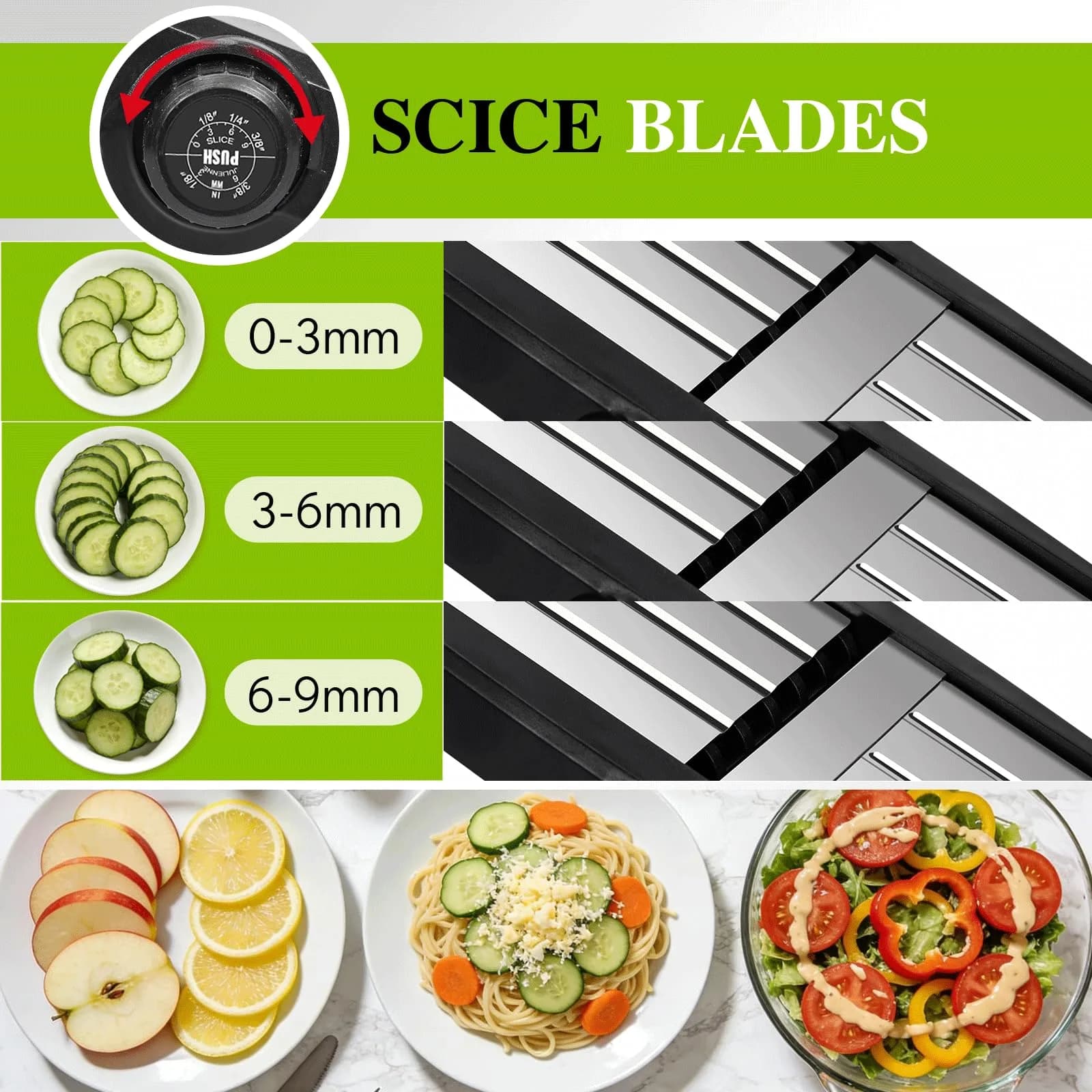 MASTERTOP 5-in-1 Mandoline Slicer with Adjustable Blades & Safety Guard | 23cm (9.25") Length - view 2