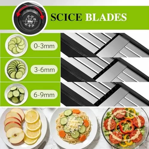 MASTERTOP 5-in-1 Mandoline Slicer with Adjustable Blades & Safety Guard | 23cm (9.25") Length thumbnail 2