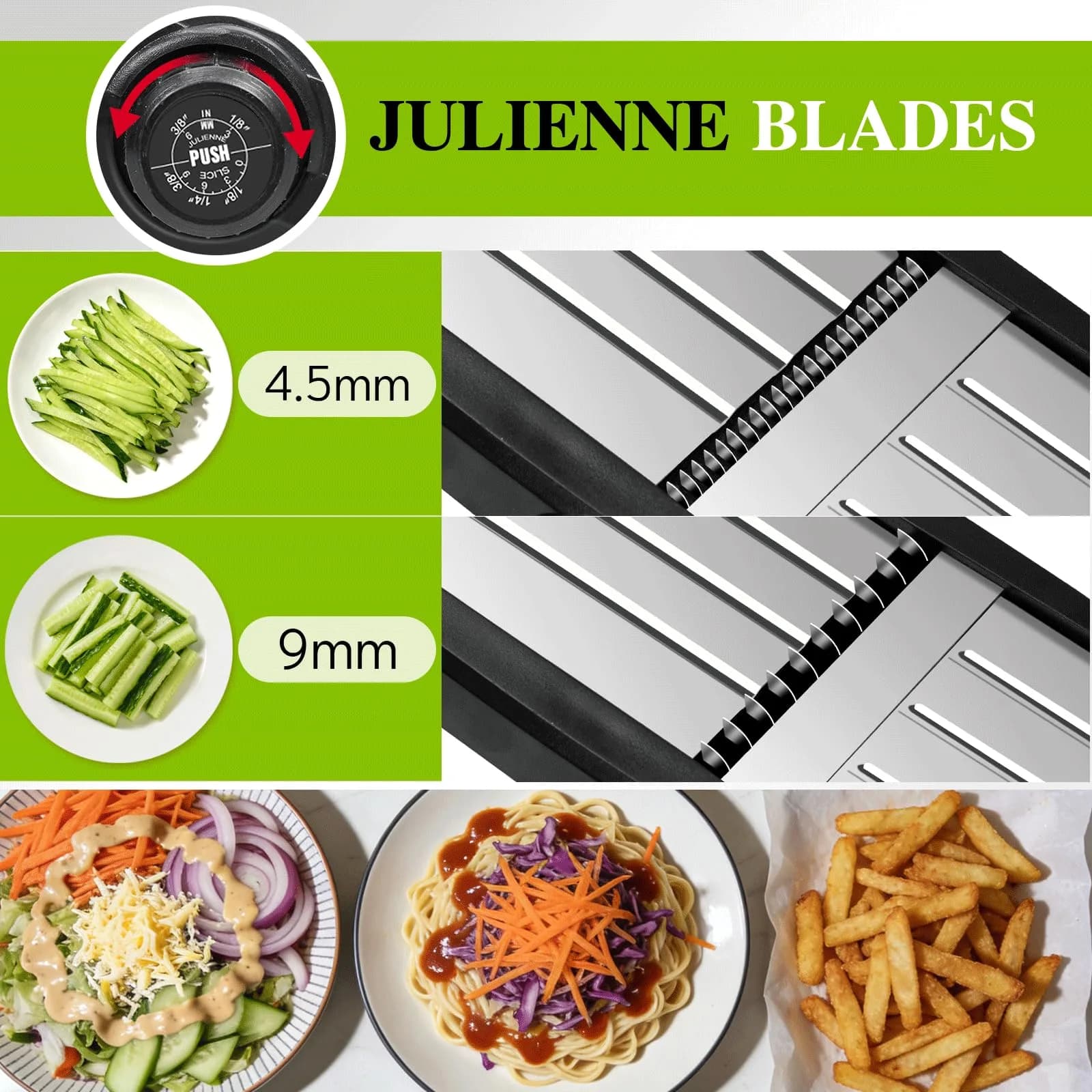 MASTERTOP 5-in-1 Mandoline Slicer with Adjustable Blades & Safety Guard | 23cm (9.25") Length - view 3