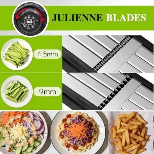 MASTERTOP 5-in-1 Mandoline Slicer with Adjustable Blades & Safety Guard | 23cm (9.25") Length thumbnail 3