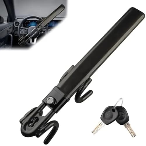 NOEAIKE Heavy Duty Steering Wheel Lock Anti-Theft Car Device with Dual Hooks & 2 Keys | Fits 12.7cm-33cm Wheels thumbnail 1