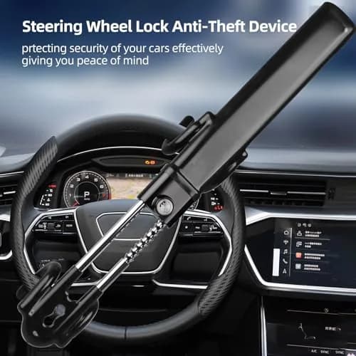 NOEAIKE Heavy Duty Steering Wheel Lock Anti-Theft Car Device with Dual Hooks & 2 Keys | Fits 12.7cm-33cm Wheels thumbnail 2