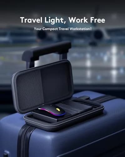 Samsers Foldable Keyboard and Mouse Combo with Backlit, Full-Size Portable Travel Keyboard & Rechargeable Wireless Mouse (Black) thumbnail 6