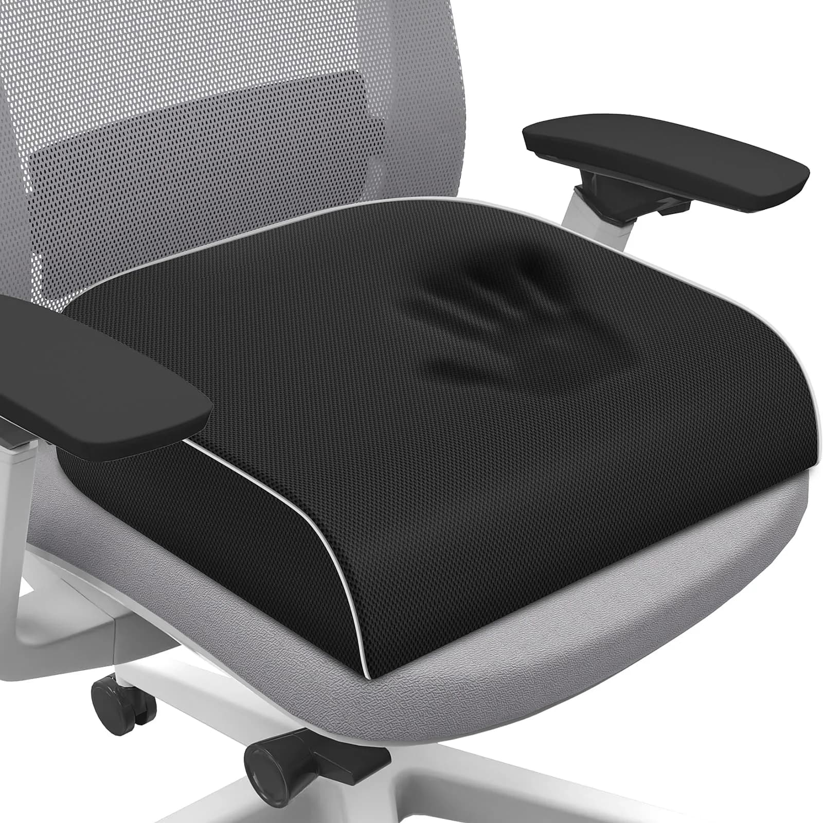 SweetSlubr Black Memory Foam Seat Cushion, Large | Ergonomic Design for Tailbone Pain Relief - main product image