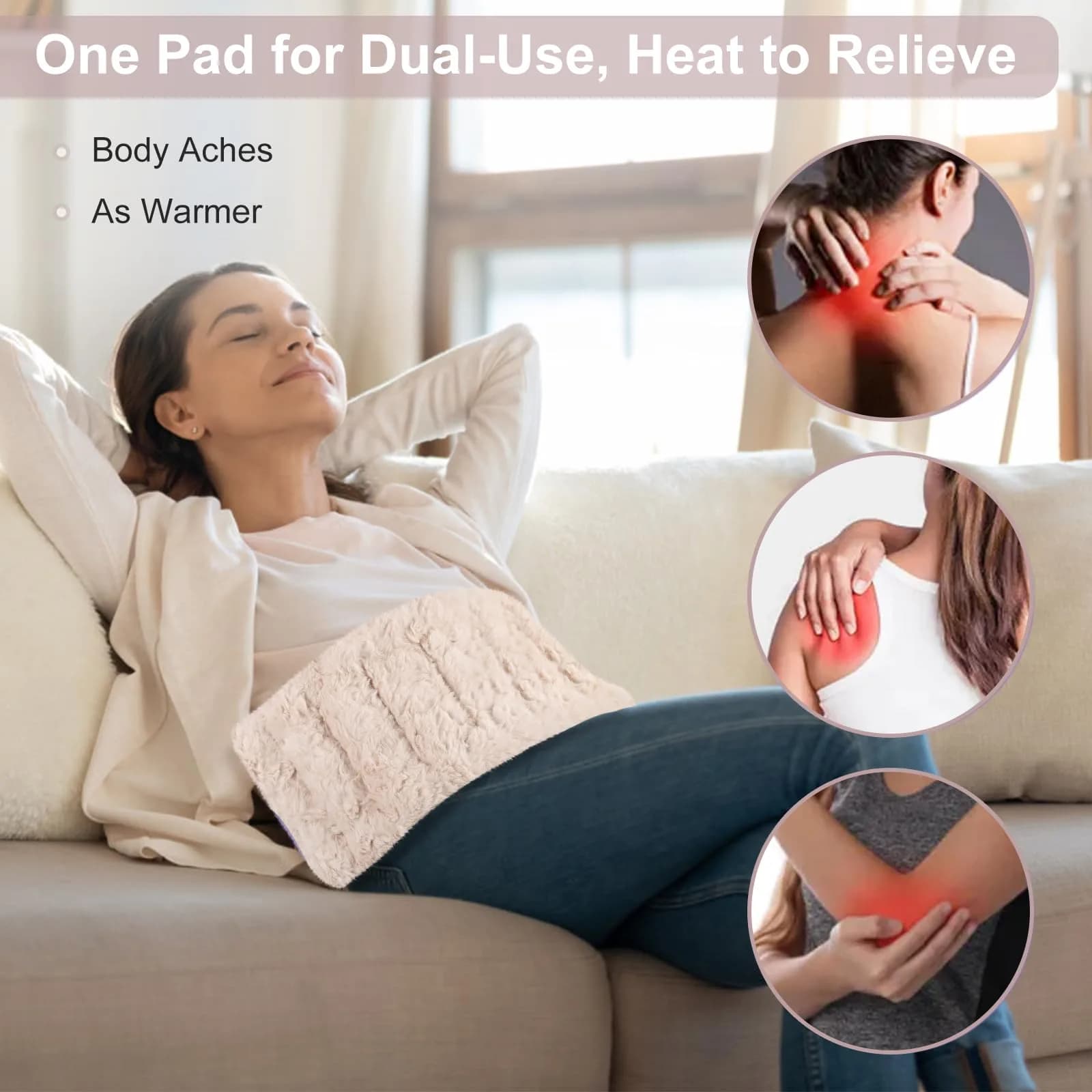 SuzziPad Microwave Heating Pad 7"X16" Beige | Moist Heat for Muscle Soreness & Fatigue - view 2