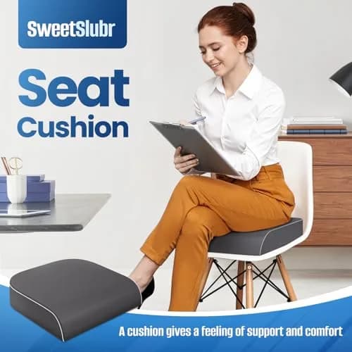 SweetSlubr Memory Foam Seat Cushion Large 41cm (16"x18") | Ergonomic Tailbone Pain Relief for Office, Car, Travel thumbnail 6