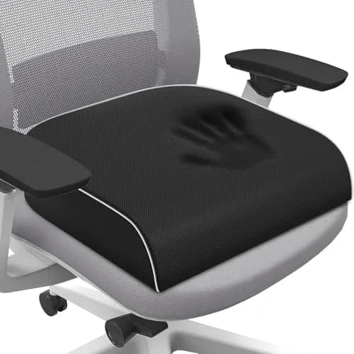 SweetSlubr Black Memory Foam Tailbone Pain Relief Seat Cushion X-Large | Ergonomic Design for Office Chairs, Cars, Airplanes - main product image