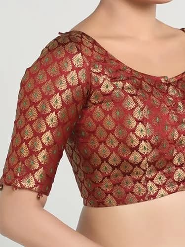 Madhu Fashion Brocade Saree Blouse 34 | Elegant, Non-Padded, Cotton Lined thumbnail 4