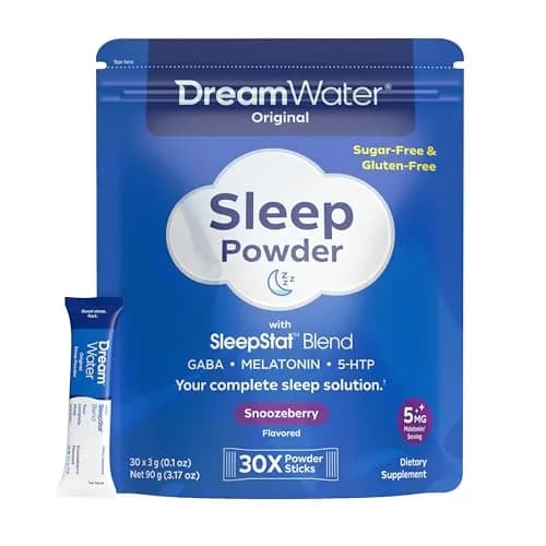 Dream Water Sleep Aid Powder, Melatonin 5mg, GABA, 5-HTP, 30-Count | Natural Sleep Support thumbnail 1