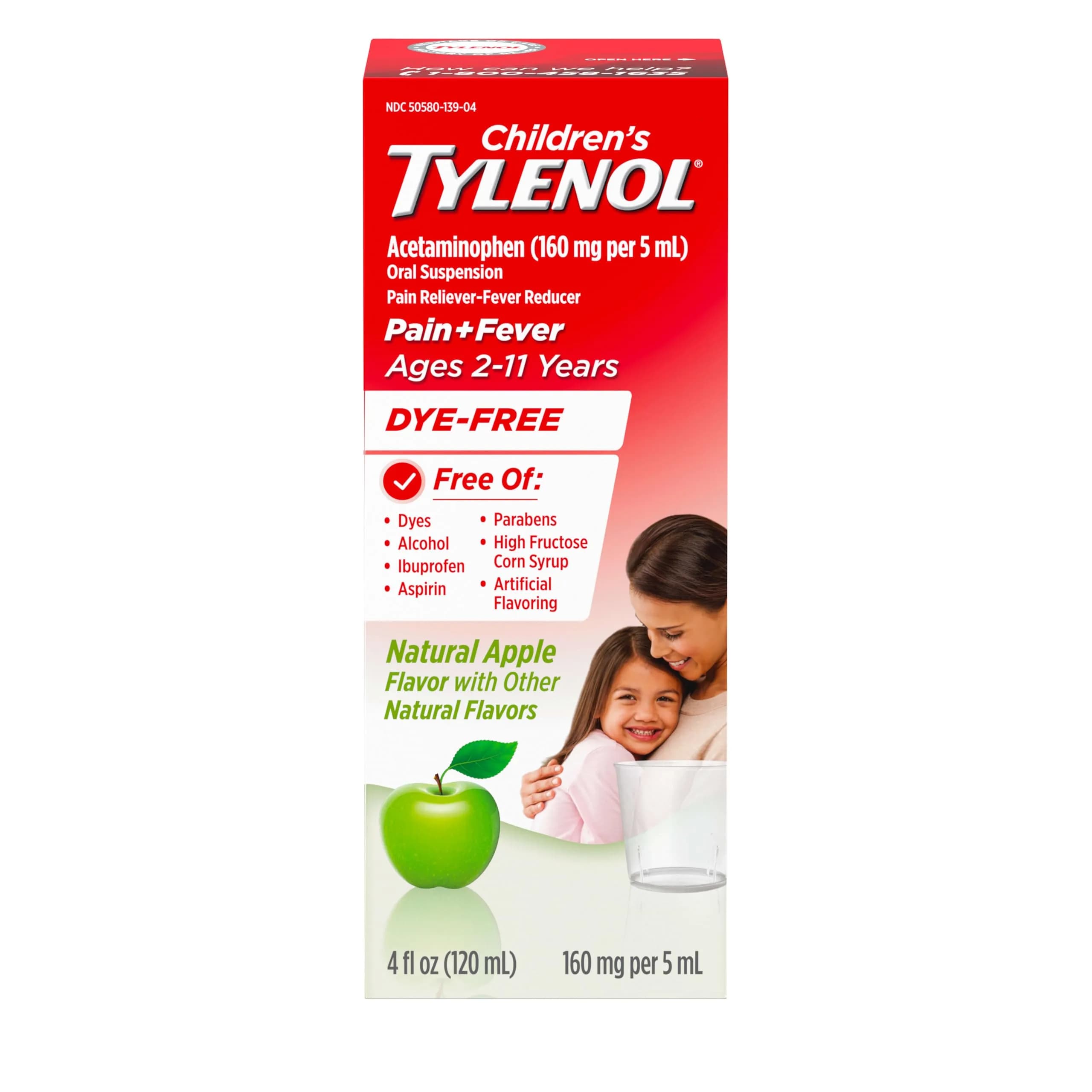 Tylenol Children's Acetaminophen Oral Suspension 4 fl. oz | Natural Apple Flavor, Safe for Kids 2-11 — Gold / 4 Ounce