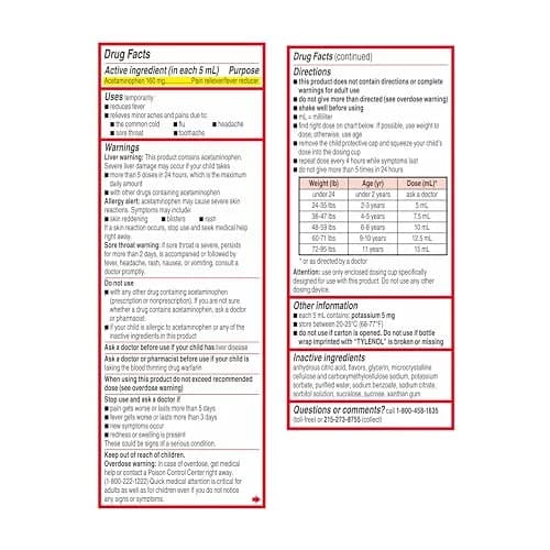 Tylenol Children's Acetaminophen Oral Suspension 4 fl. oz | Natural Apple Flavor, Safe for Kids 2-11 thumbnail 9