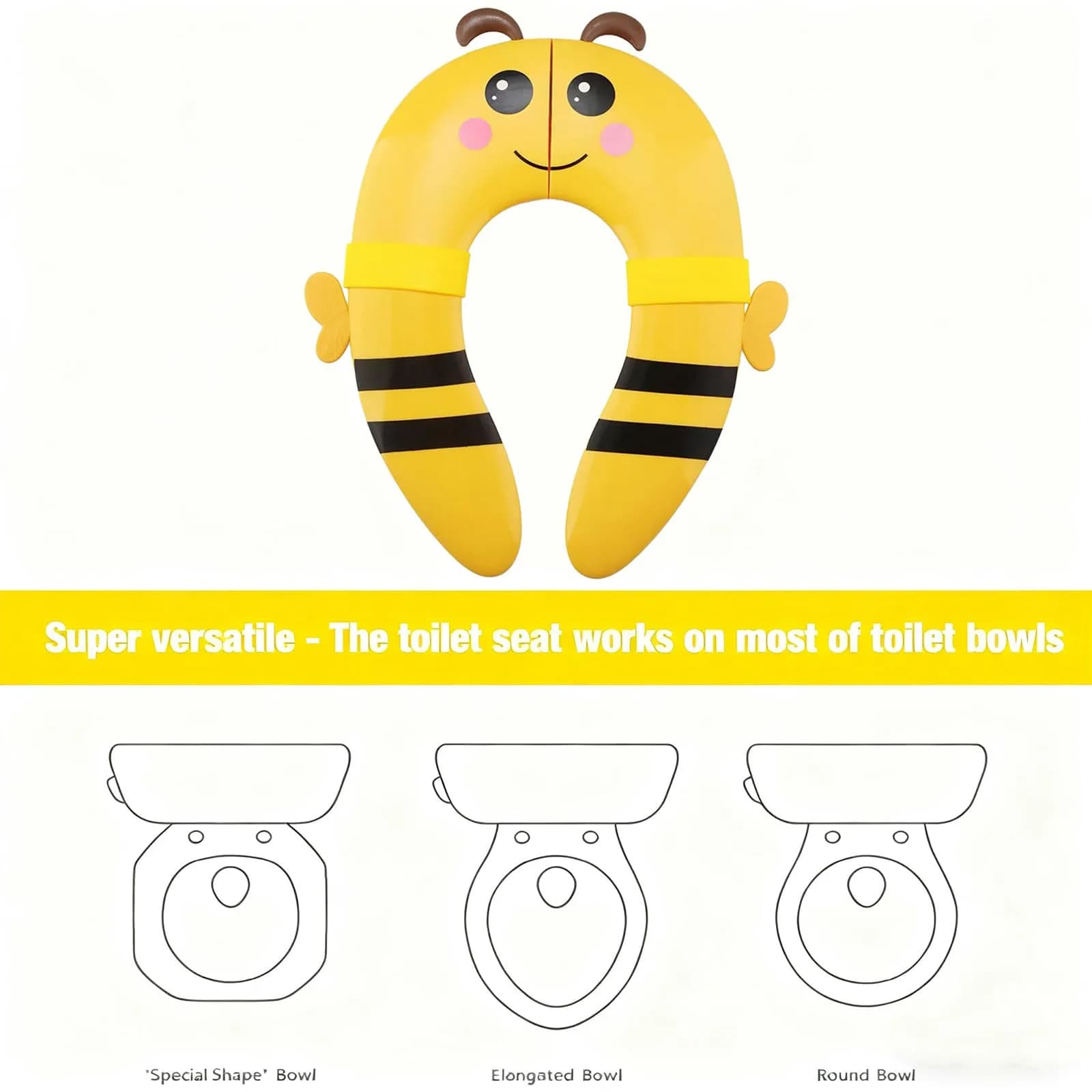 PandaEar Folding Travel Toilet Seat for Kids | Yellow Silicone Potty Training Seat with Non-Slip Pads (1 Unit) thumbnail 7