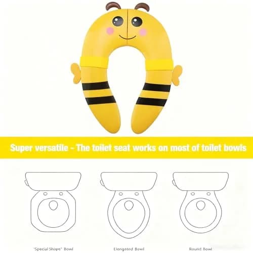 PandaEar Folding Travel Toilet Seat for Kids | Yellow Silicone Potty Training Seat with Non-Slip Pads (1 Unit) thumbnail 7