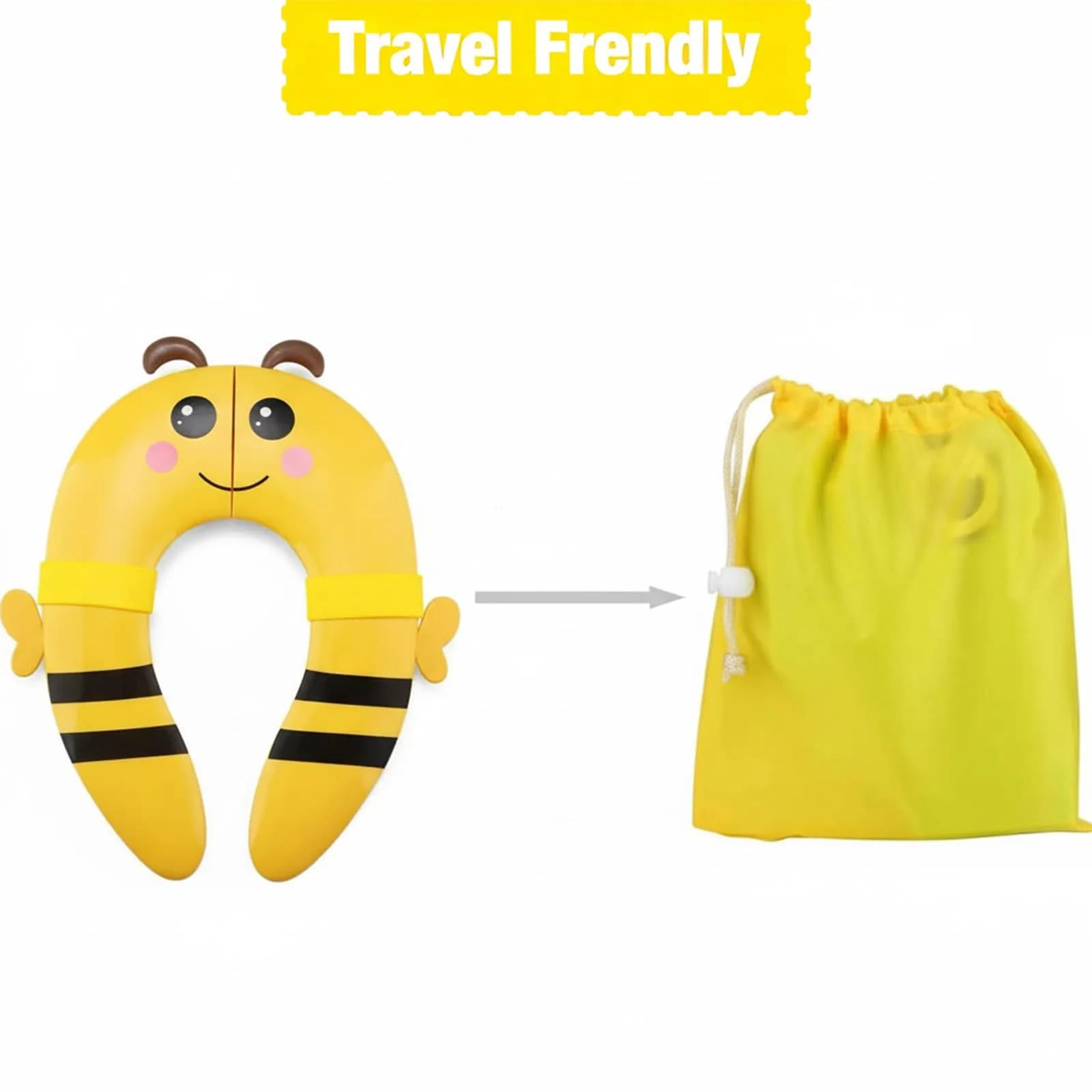 PandaEar Folding Travel Toilet Seat for Kids | Yellow Silicone Potty Training Seat with Non-Slip Pads (1 Unit) thumbnail 4