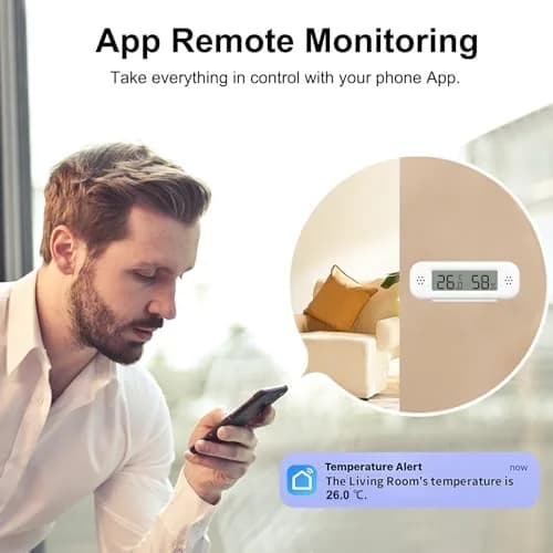 Zecamin Digital Thermometer Hygrometer | WiFi Indoor Temp & Humidity with App Alerts thumbnail 3