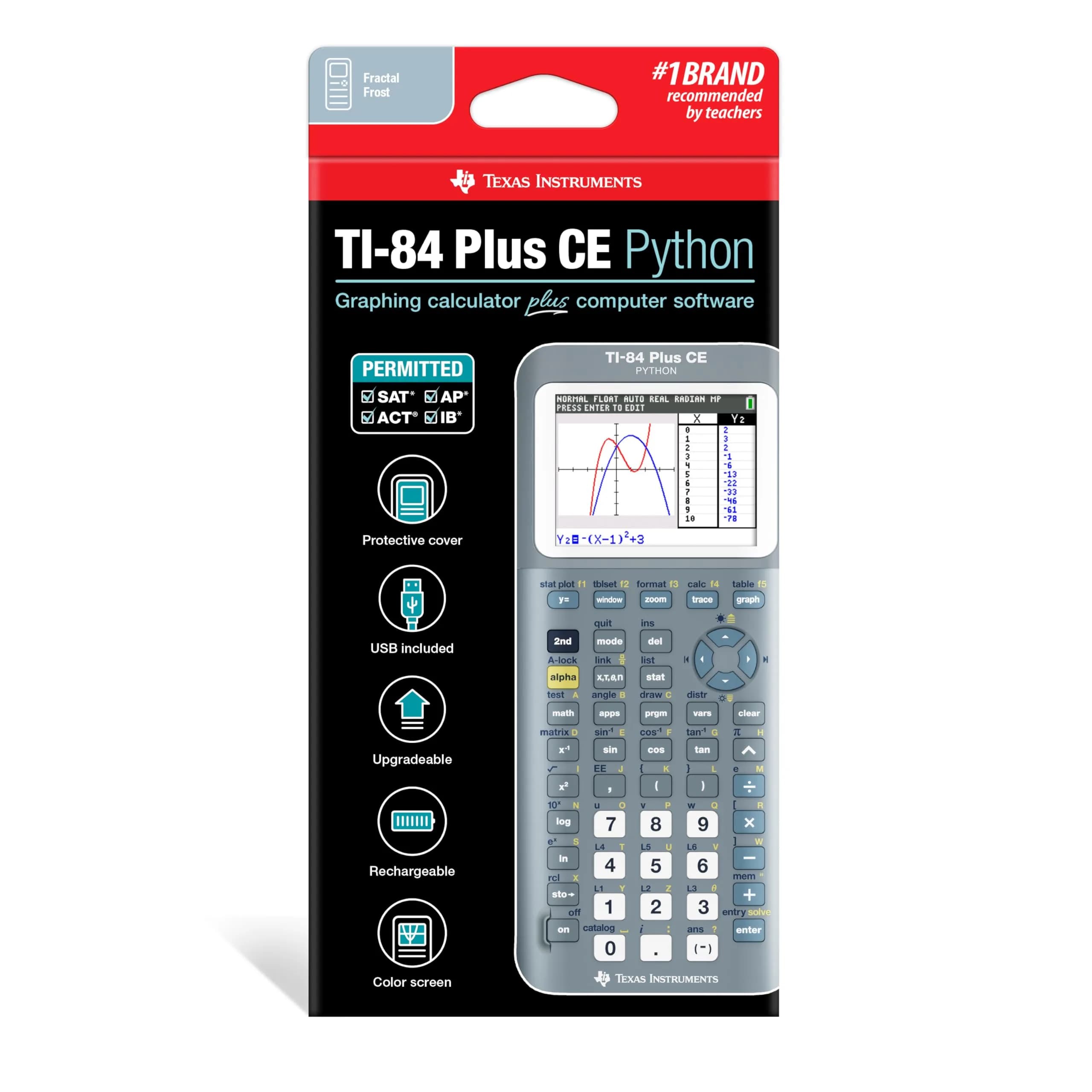Texas Instruments TI-84 Plus CE Graphing Calculator, Small Fractal Frost | High-Resolution Backlit Display - view 2