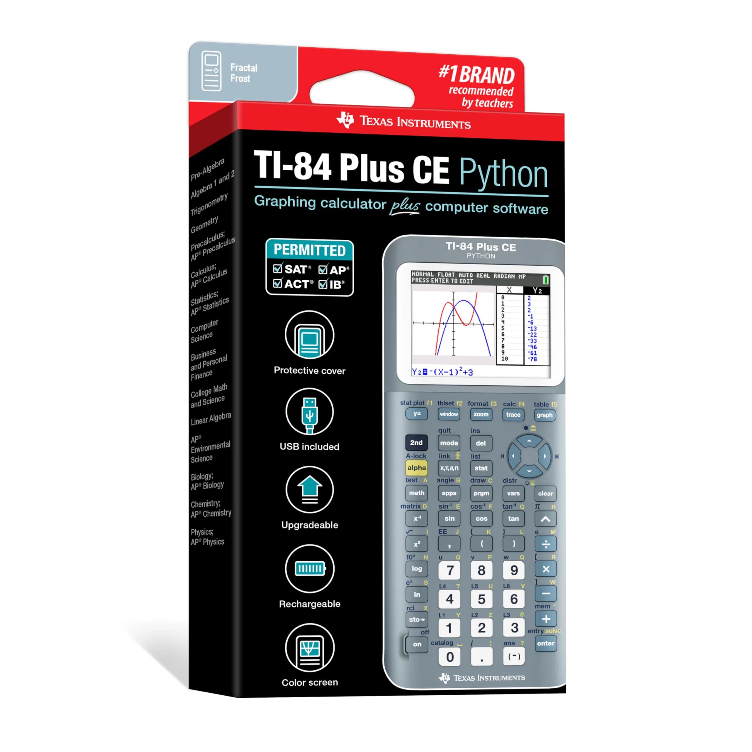 Texas Instruments TI-84 Plus CE Graphing Calculator, Small Fractal Frost | High-Resolution Backlit Display - view 6