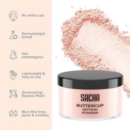 Sacha Buttercup Rosé Setting Powder 1.75 oz | All Skin Tones, Long-Wear Matte Finish thumbnail 4