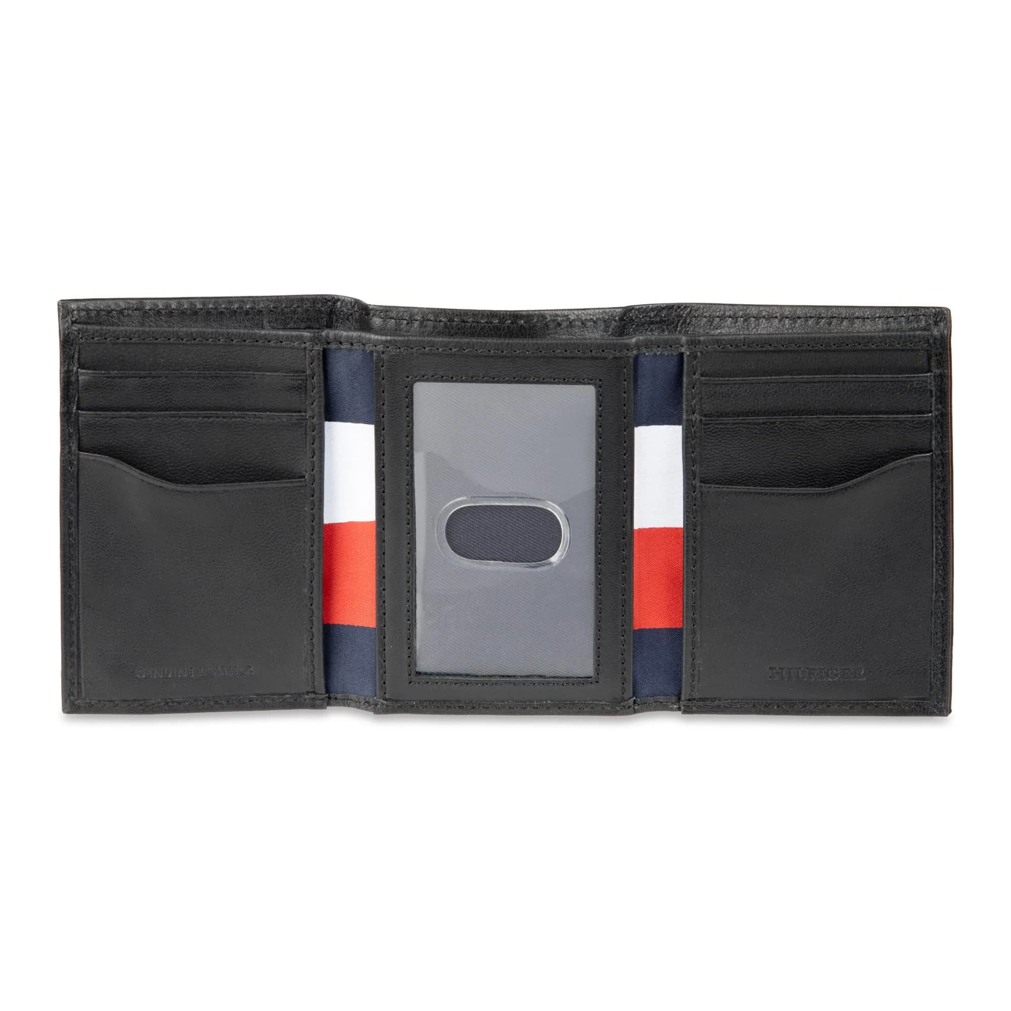 Tommy Hilfiger Stripe Emboss Trifold Wallet Black 8.1cm (3.15in) | RFID Protected Genuine Leather - view 2