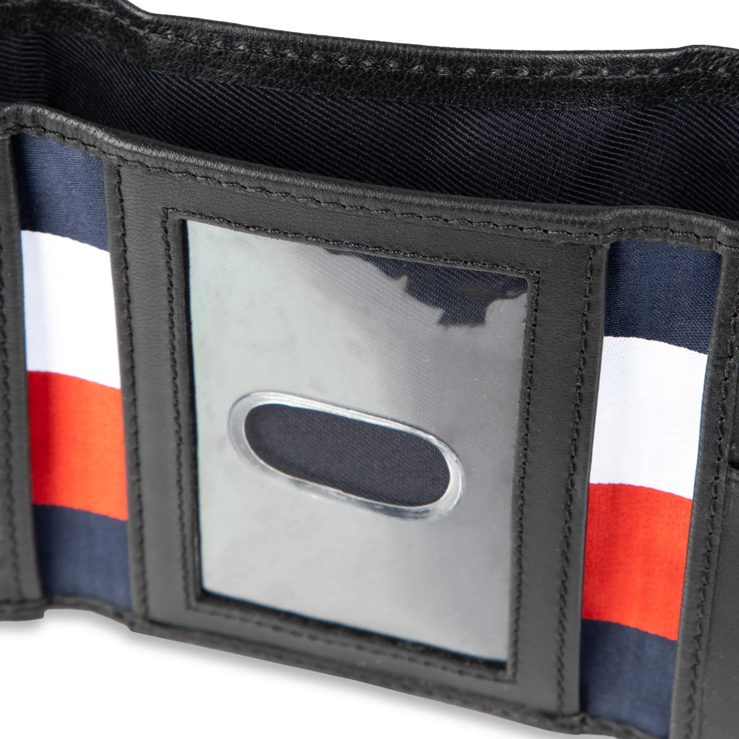 Tommy Hilfiger Stripe Emboss Trifold Wallet Black 8.1cm (3.15in) | RFID Protected Genuine Leather - view 3