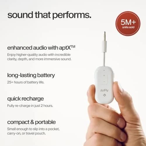 Twelve South AirFly Pro 2 Bluetooth Adapter for AirPods & Wireless Headphones | 3.5mm AUX Transmitter/Receiver thumbnail 5
