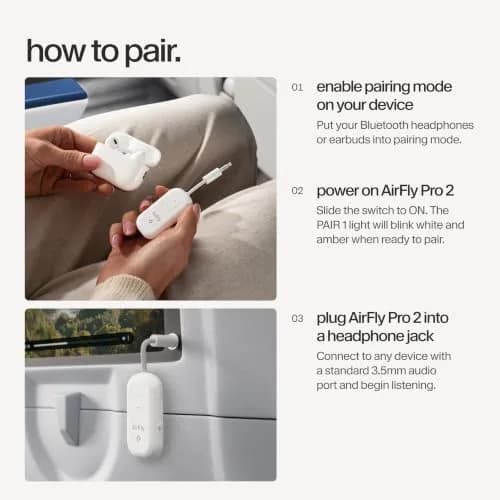 Twelve South AirFly Pro 2 Bluetooth Adapter for AirPods & Wireless Headphones | 3.5mm AUX Transmitter/Receiver thumbnail 7