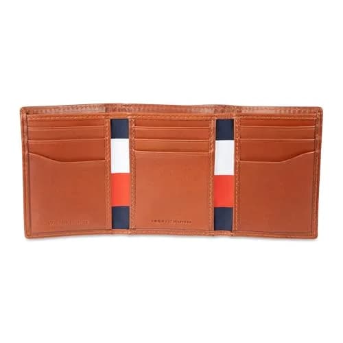 Tommy Hilfiger Men's Patch Logo Trifold Wallet Cognac 8.1cm (3.15in) | RFID Protected Full Grain Leather thumbnail 2